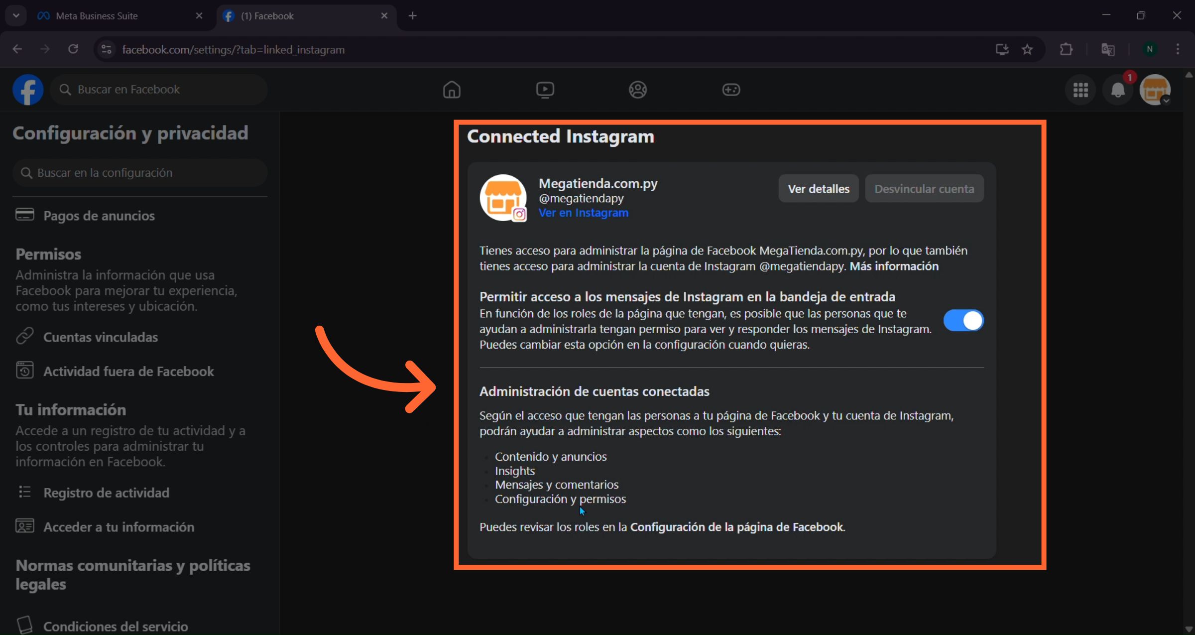 Instagram vinculado